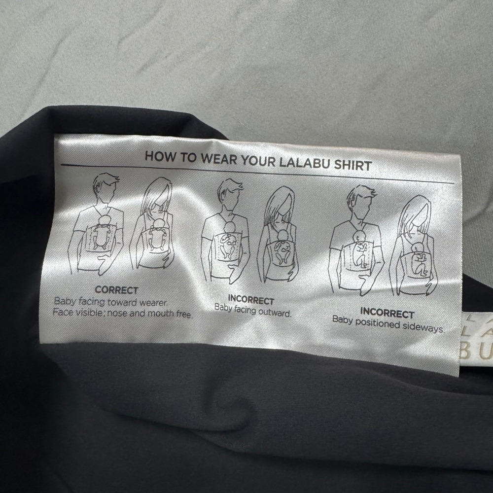 Lalabu Dad Shirt Babywearing Tee Black XL Short Sleeve Pouch Carrier 7-15lbs NEW - Picture 12 of 13